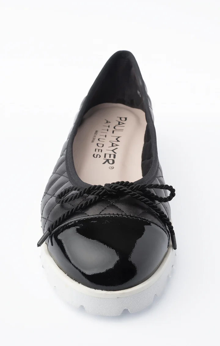 PAUL MAYER - BEST LUG SOLE - SIZE 7 - PATENT BLACK / NAPPA BLACK (WHITE SOLE)