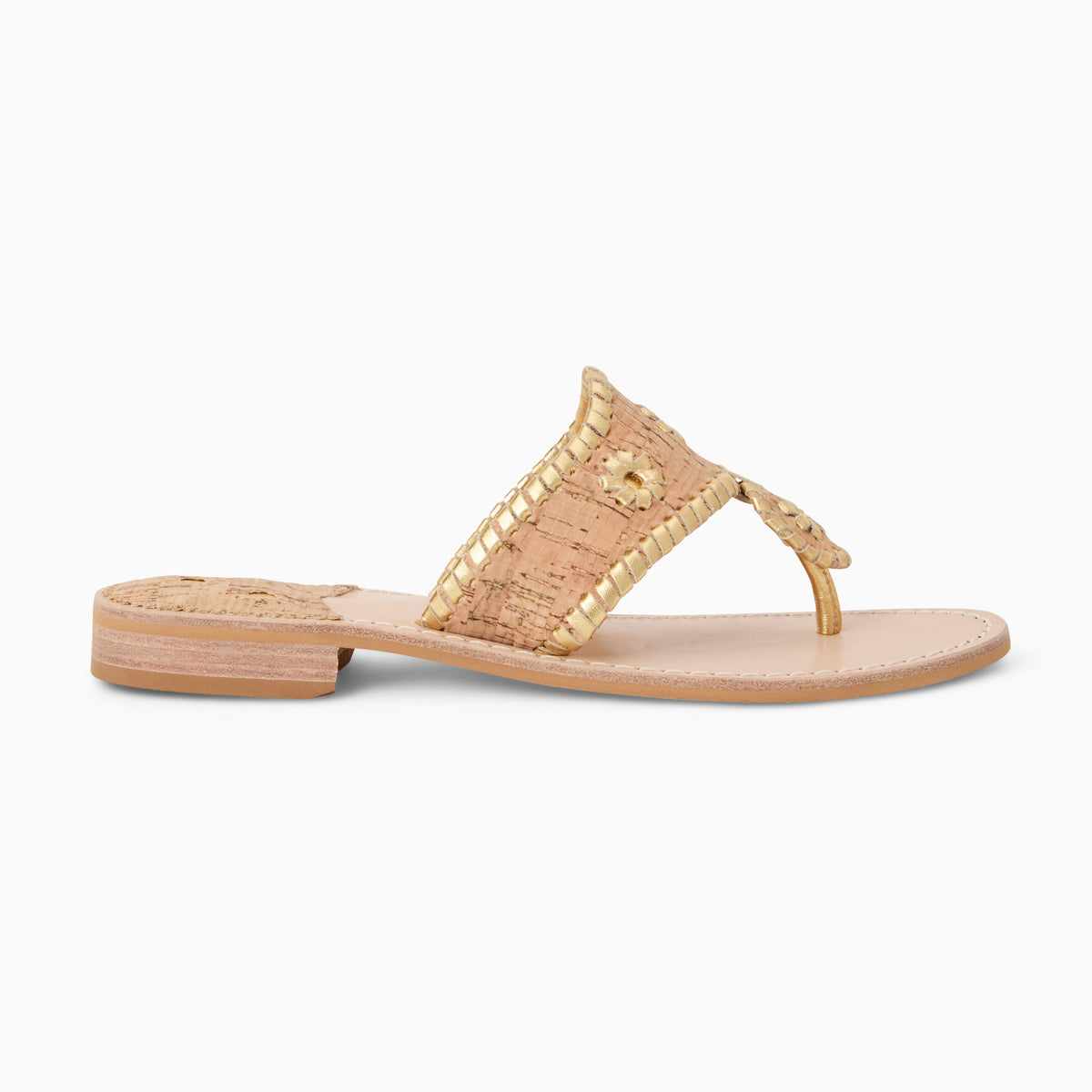 Original Jacks Sandal in Cork & Metallic Gold, product view 2