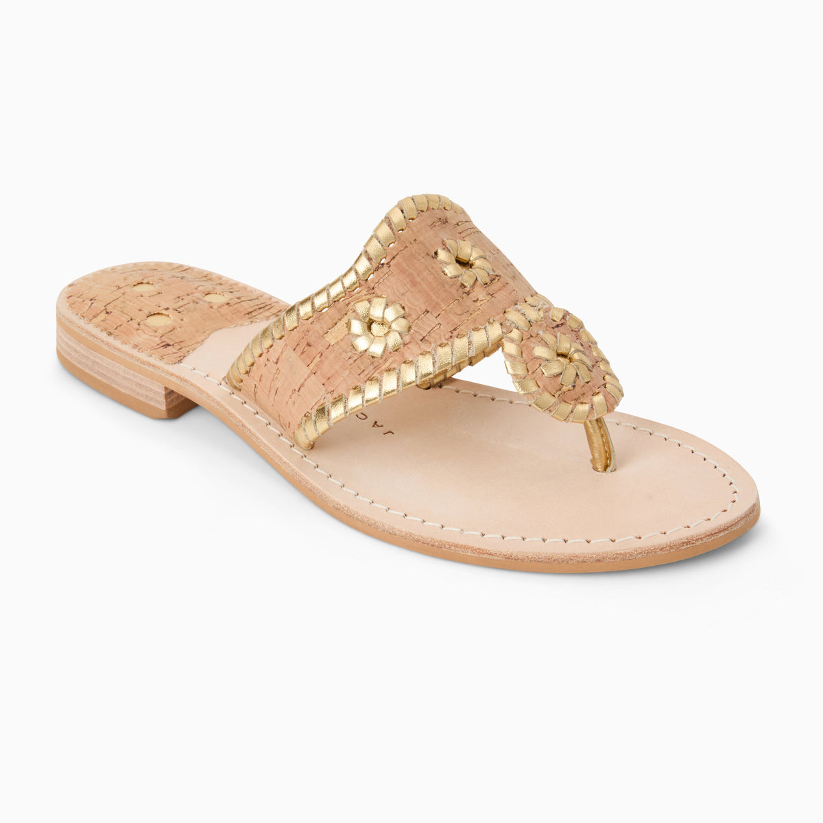 Original Jacks Sandal in Cork & Metallic Gold, product view 1