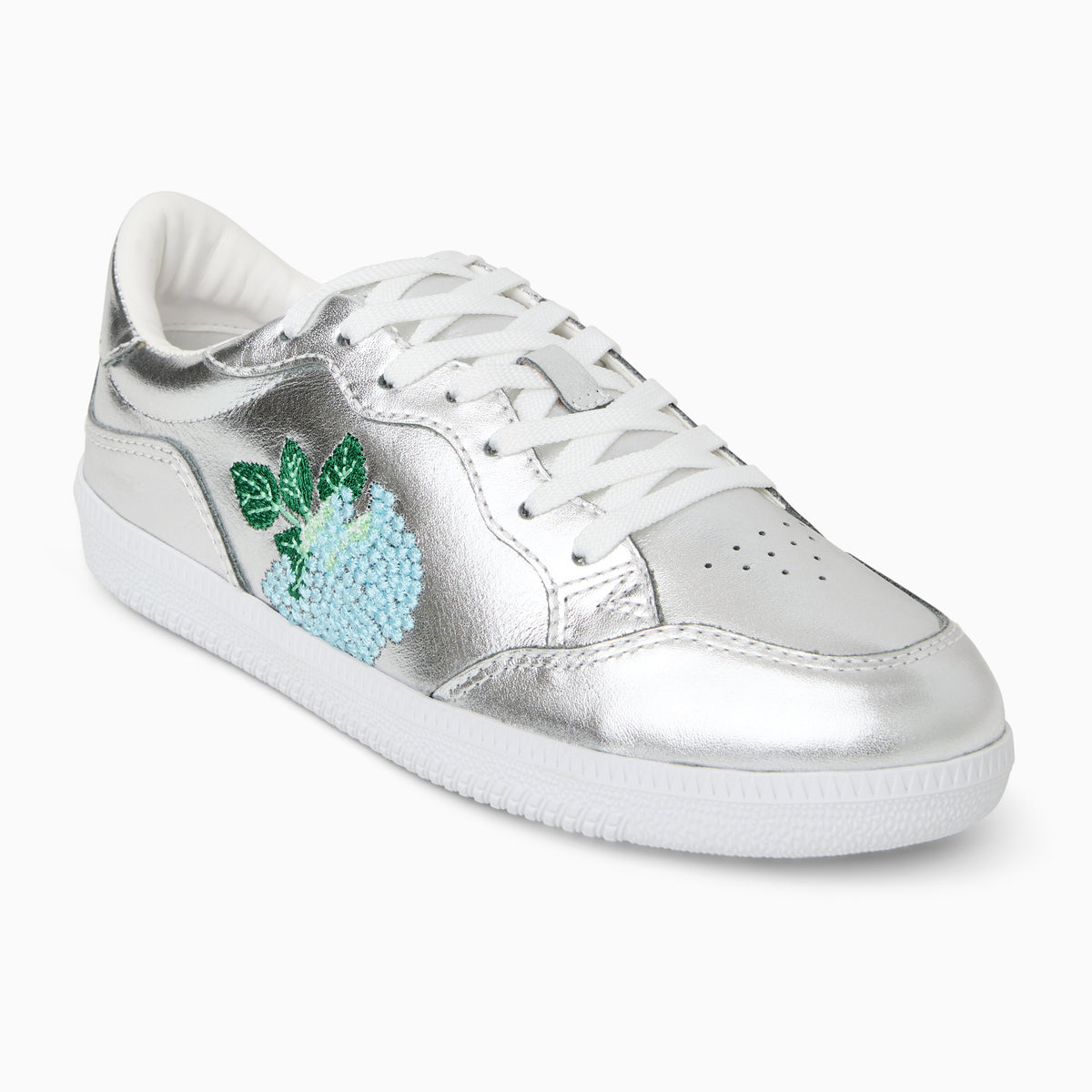 Jack Rogers - Embroidered Hydrangea Sneaker - Metallic Silver - view 1