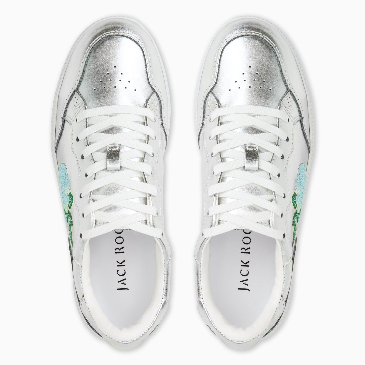 Jack Rogers - Embroidered Hydrangea Sneaker - Metallic Silver - view 3
