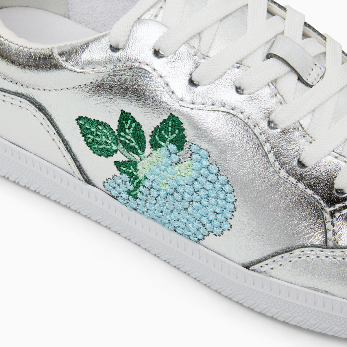 Jack Rogers - Embroidered Hydrangea Sneaker - Metallic Silver - view 6