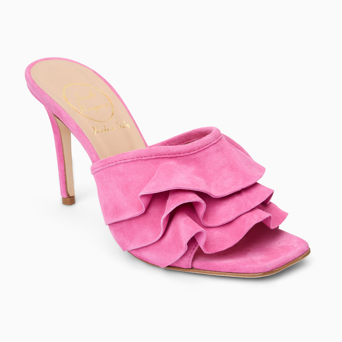 Jack Rogers - Beatrice Ruffle Italian Suede Heel - Suede Fuchsia - view 1
