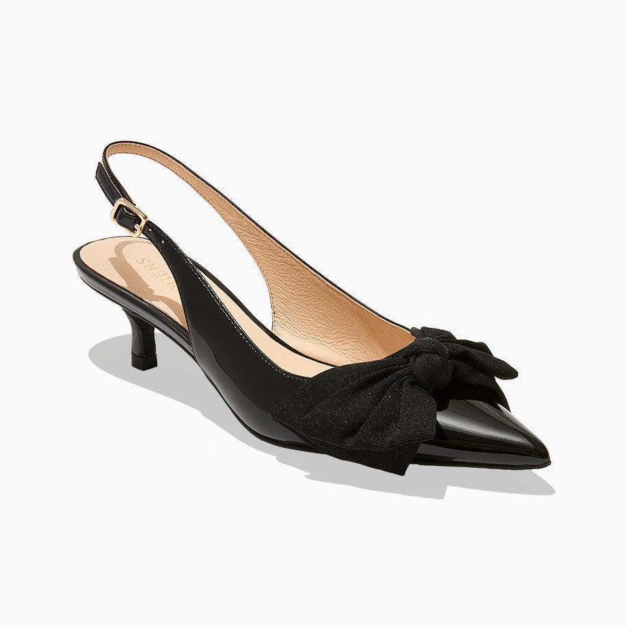 Jack Rogers - Debra Sling Kitten Heel - Patent Black - view 1