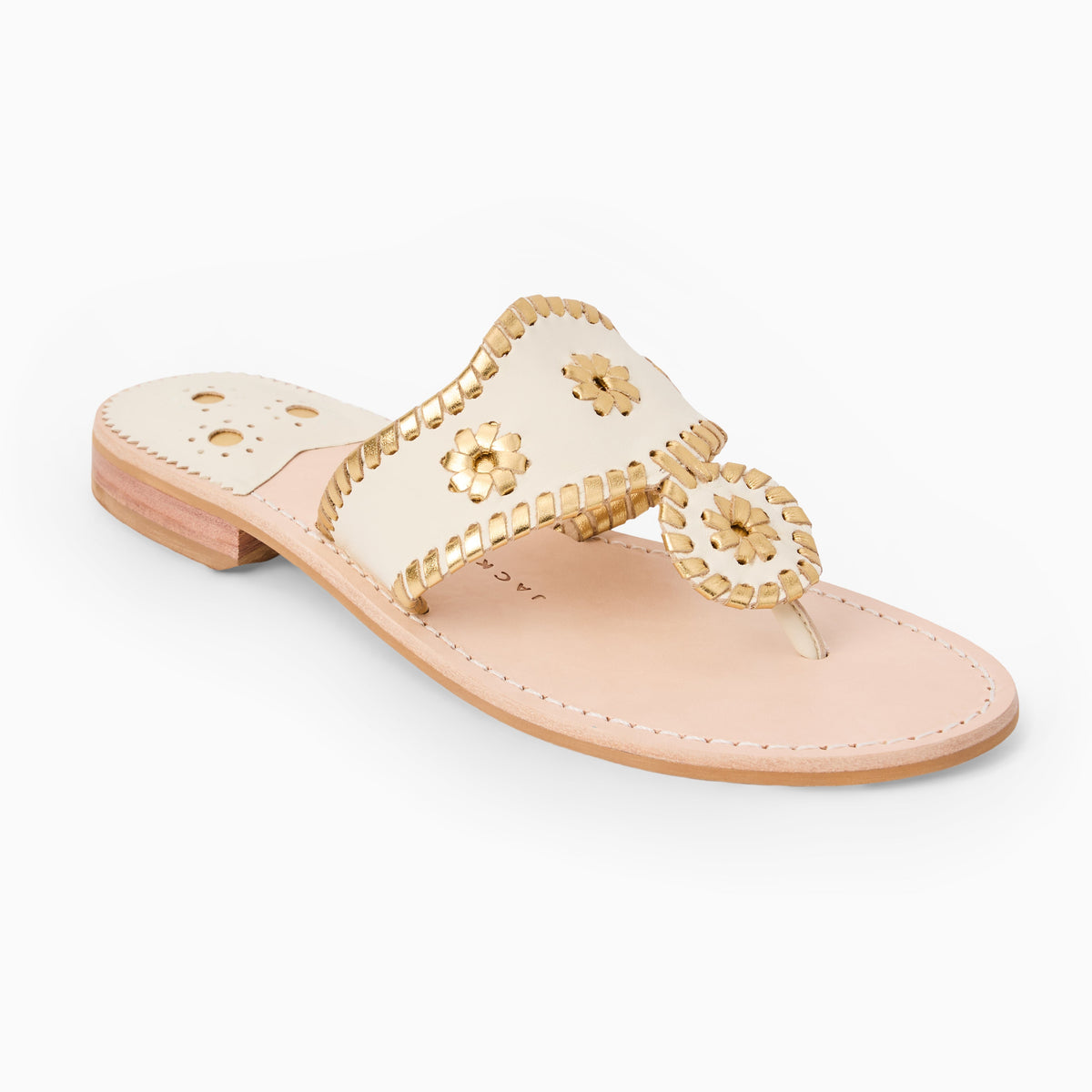 Original Jacks Sandal in Ivory & Metallic Gold, product view 1