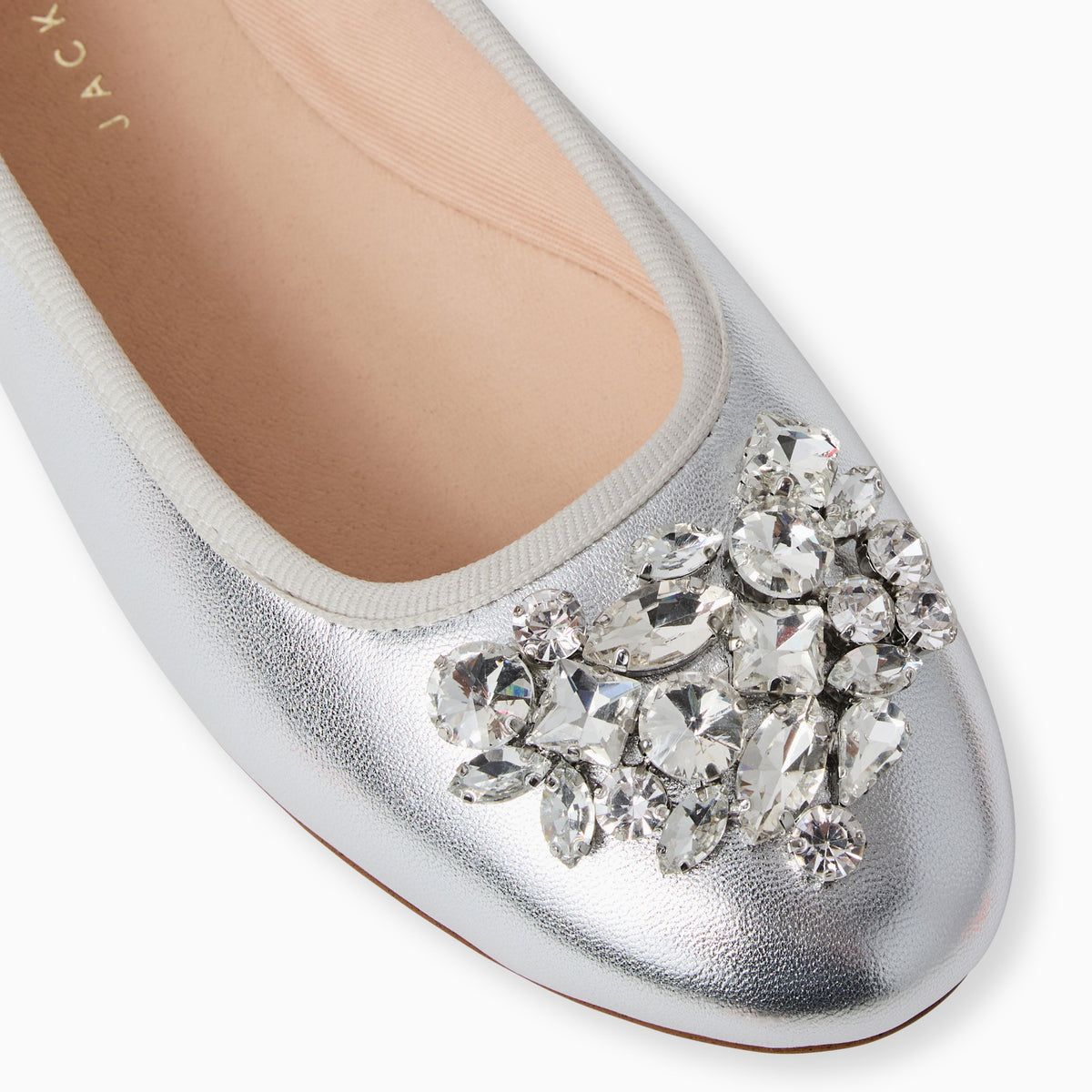 Jack Rogers - Ellina Jeweled Flat - Metallic Silver - view 6