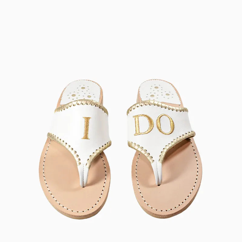 Jack Rogers - Jacks Embroidered "I DO" Sandal - White & Gold - view 1