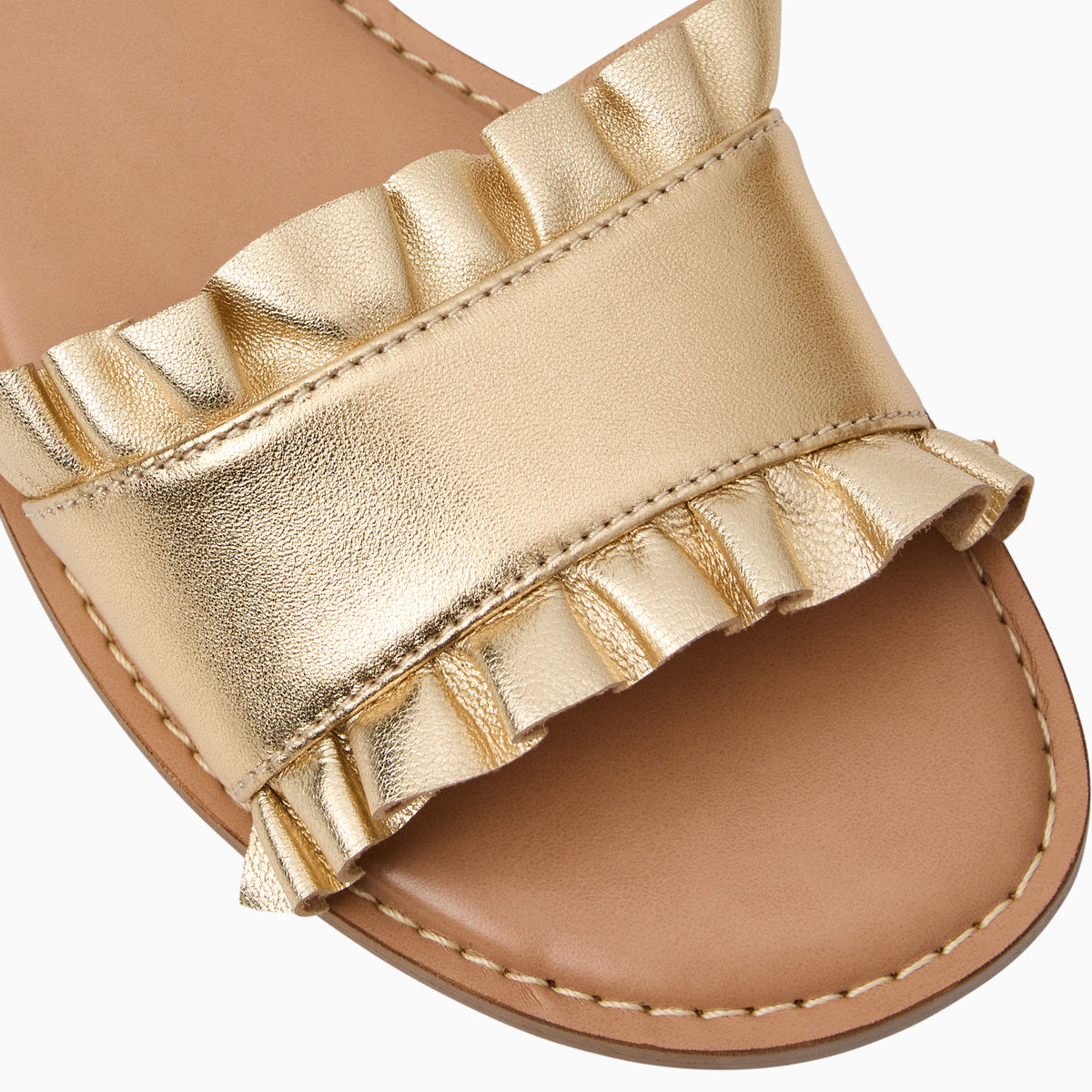 Jack Rogers - Rozette Ruffle Slide - Metallic Gold - view 6