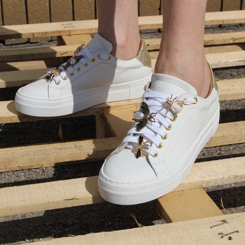 Michele Lopriore Farfallina Sneaker, Leather White, lifestyle front view