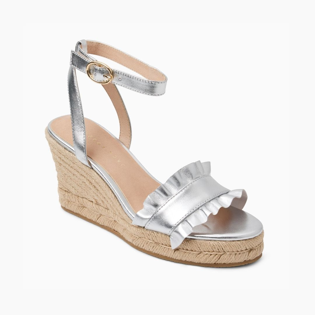 Jack Rogers - Rozette Ruffle Wedge - Metallic Silver - view 1