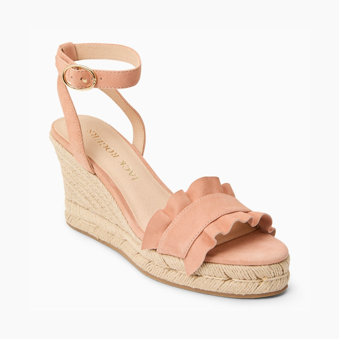Jack Rogers - Rozette Ruffle Wedge - Suede Toast - view 1