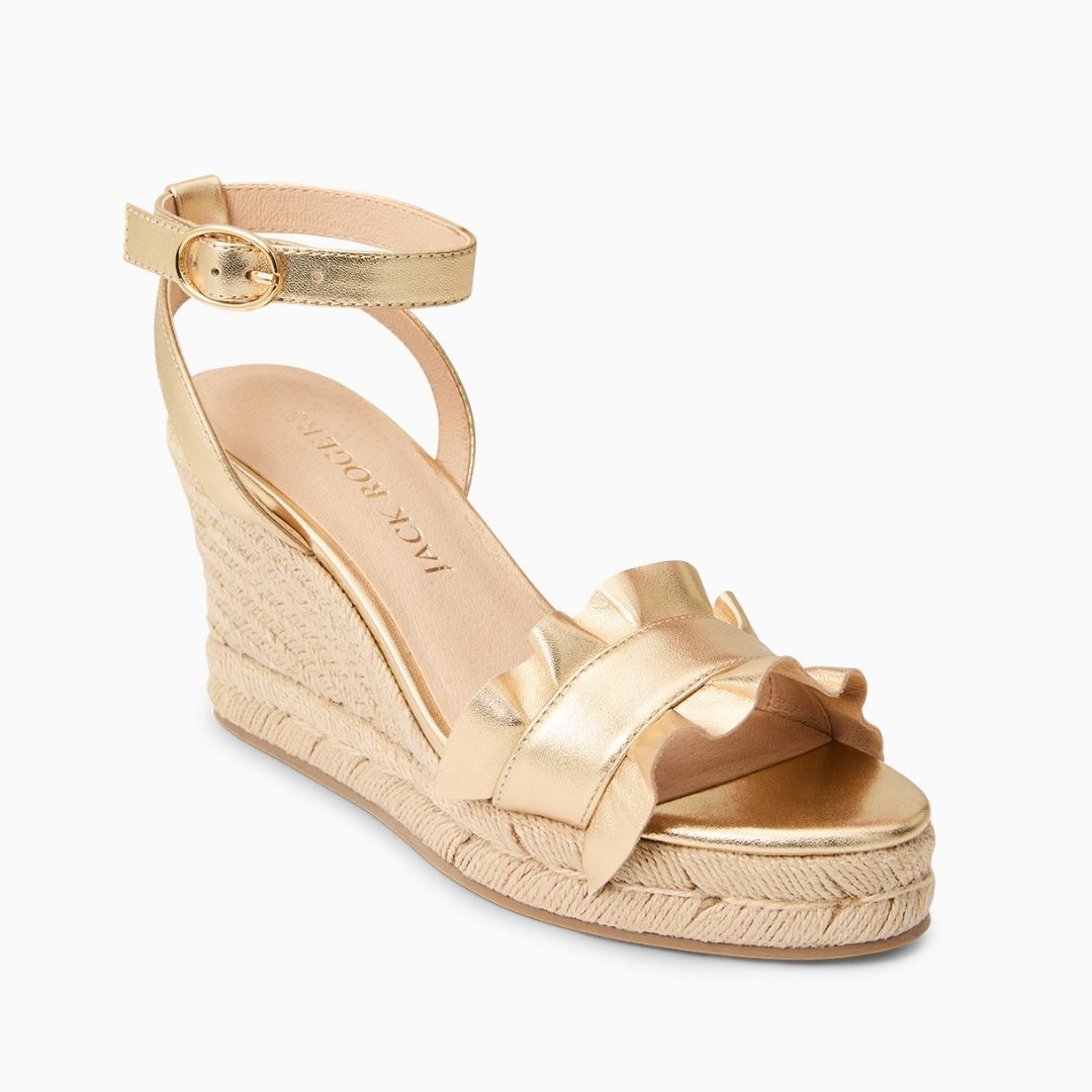 Jack Rogers - Rozette Ruffle Wedge - Metallic Gold - view 1