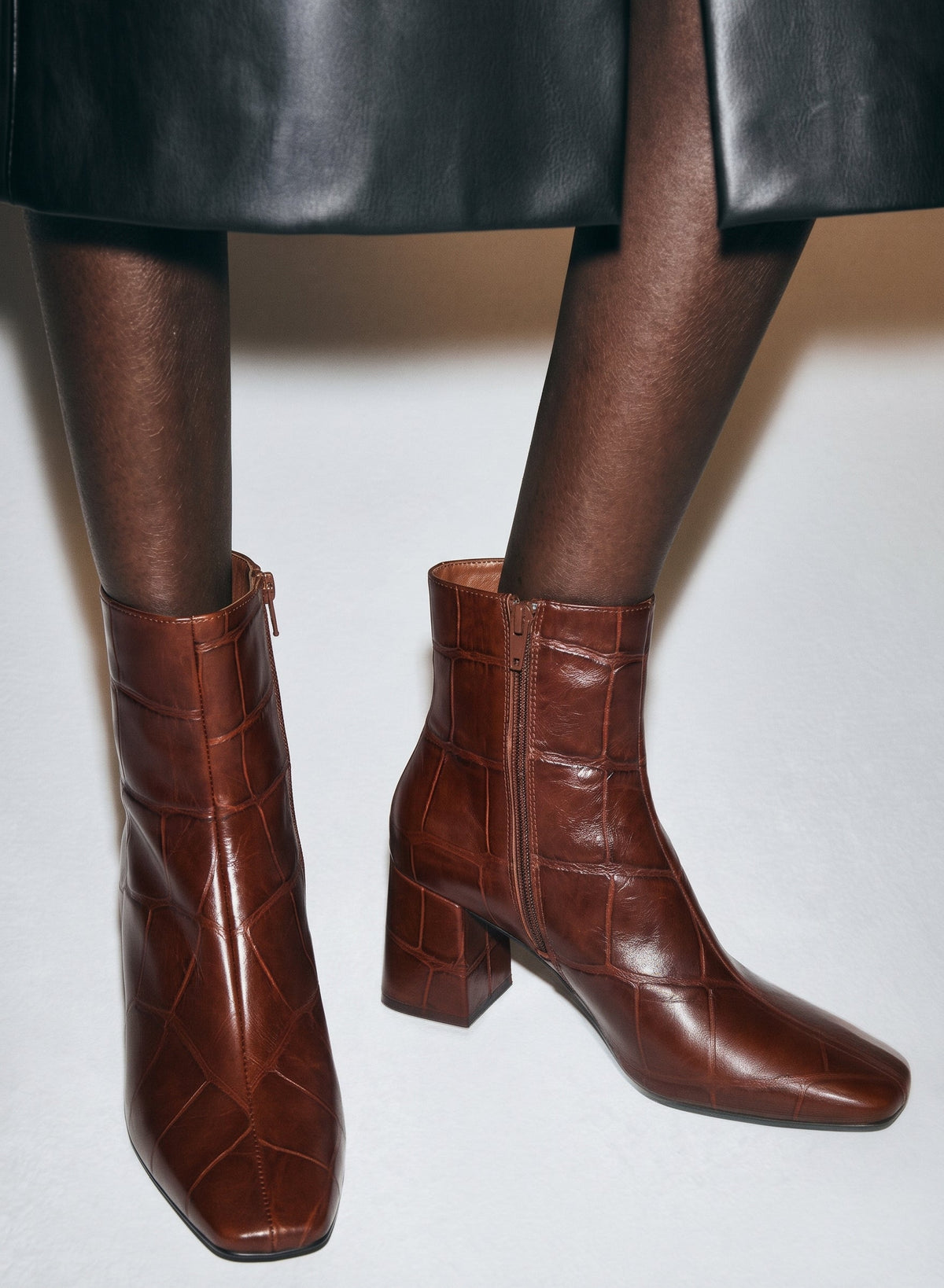 Michele Lopriore Carmen Booties, Printed Croco Brown, gallery view 4
