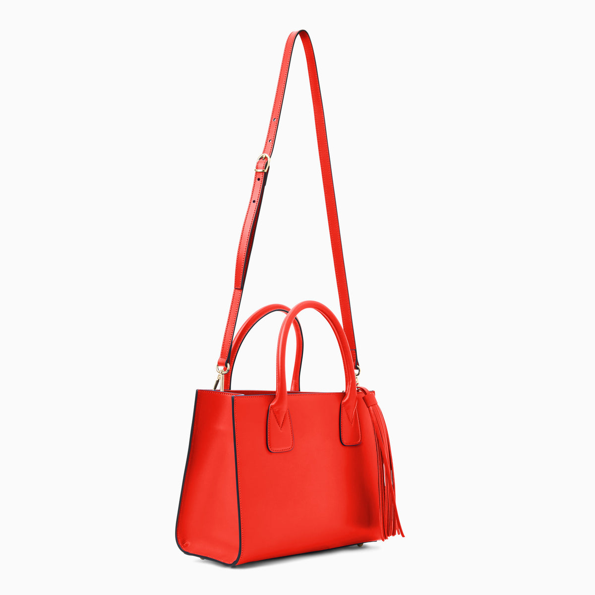 Angelini Italian Leather Handbag in Coral, product view 5