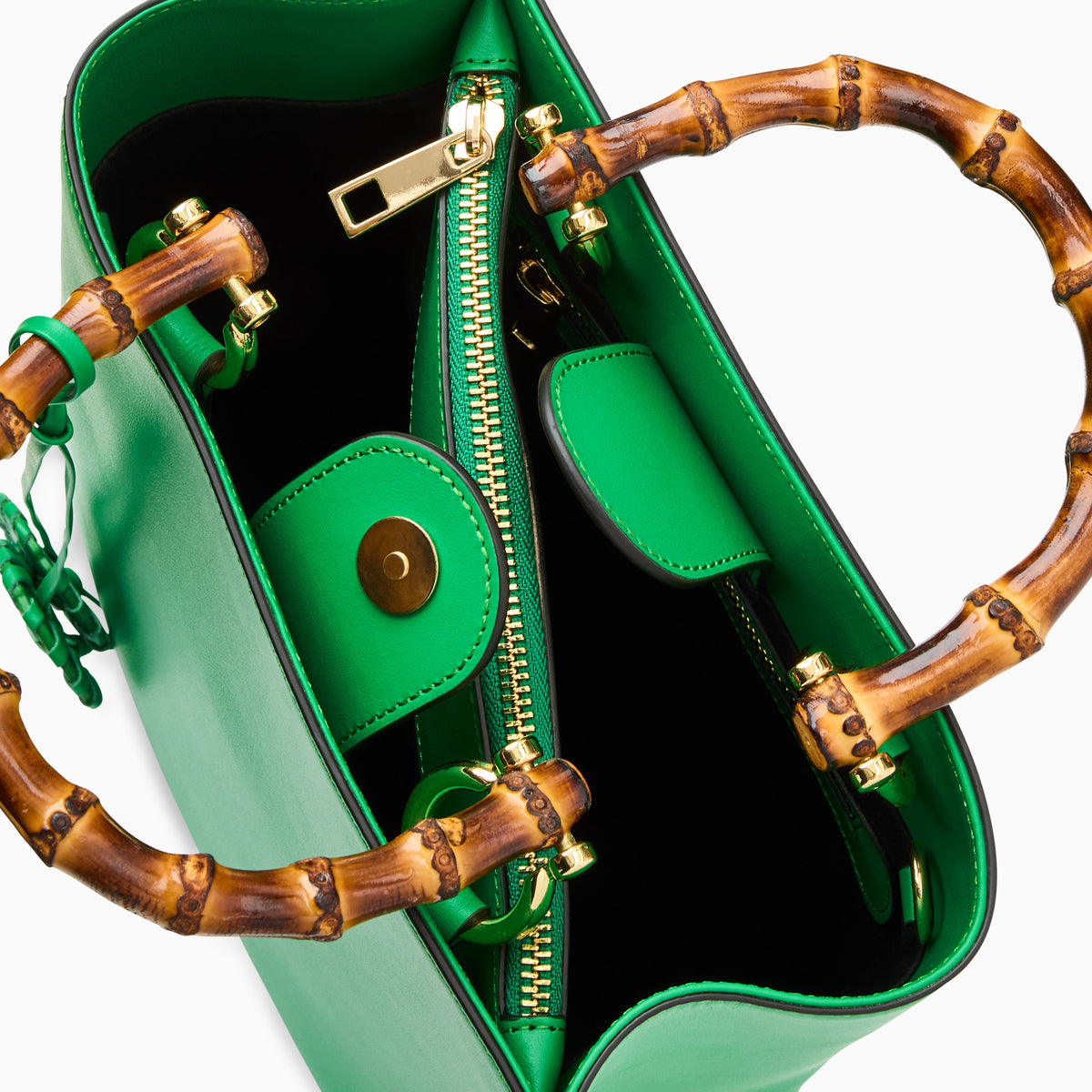 Lucianna Italian Leather Handbag in Grass Green, product view 3