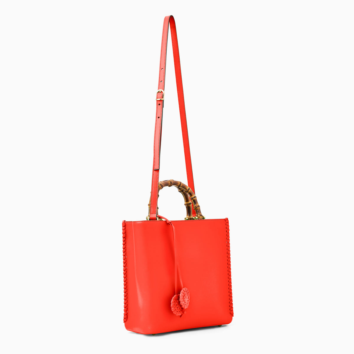 Lucianna Italian Leather Handbag in Coral, product view 5