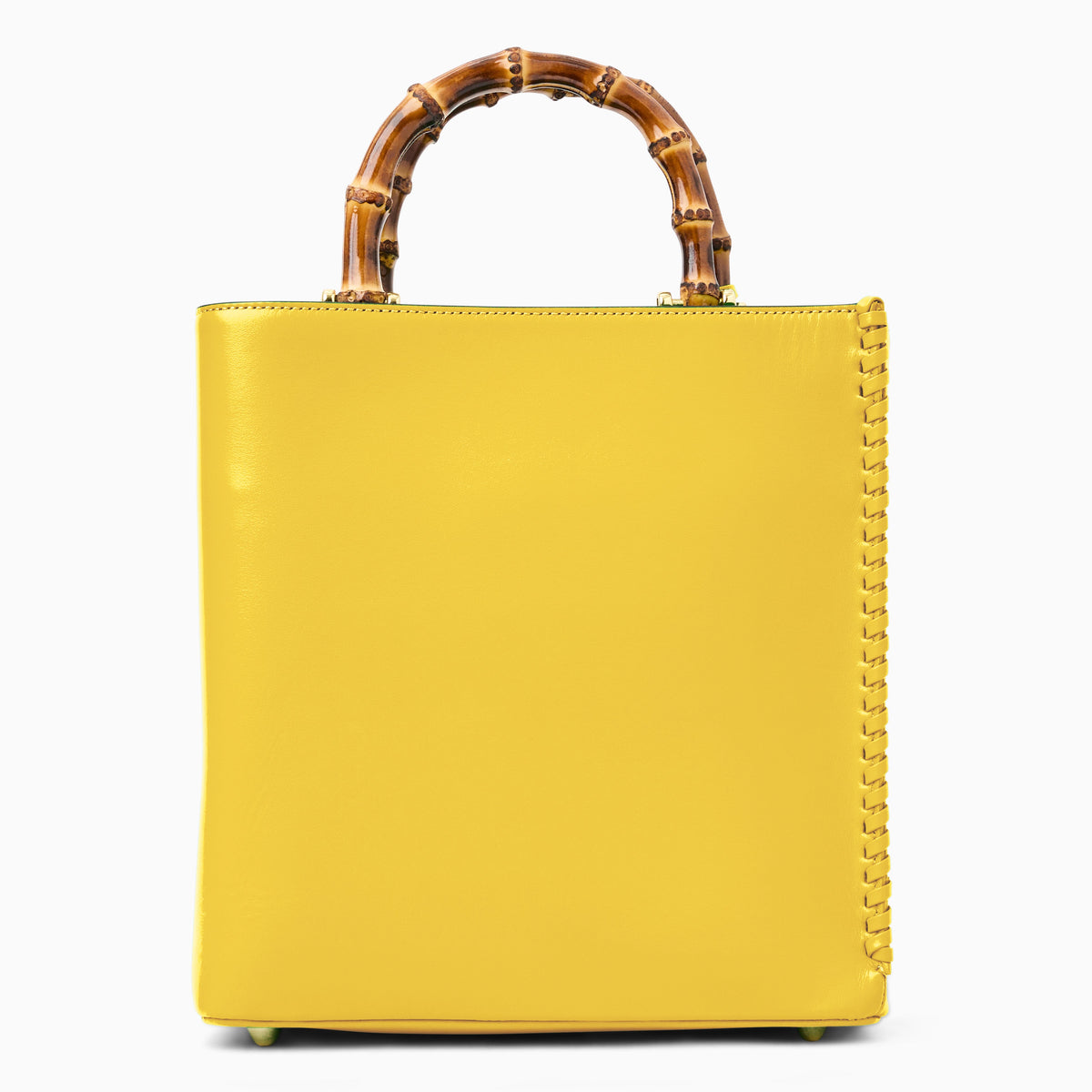 Lucianna Italian Leather Handbag in Bright Yellow, product view 4