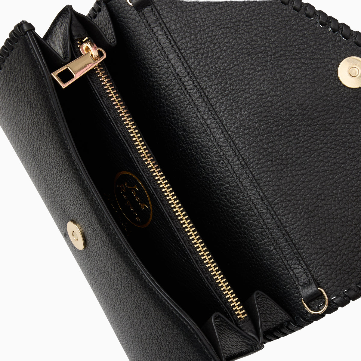 Gabriella Italian Leather Crossbody in Black, product view 2