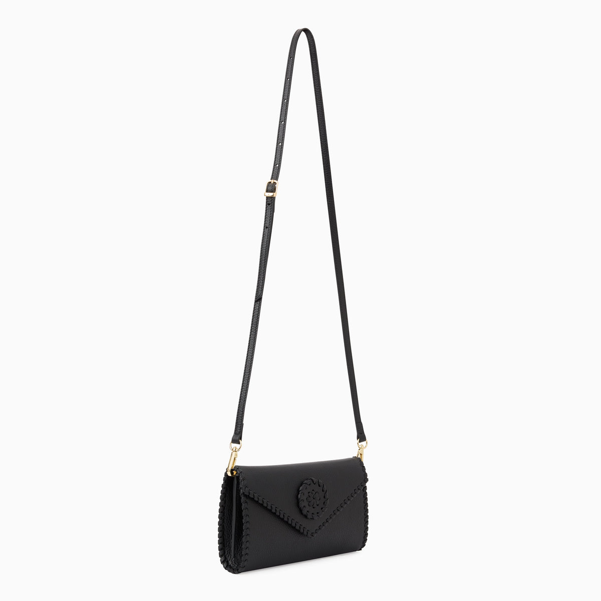 Gabriella Italian Leather Crossbody in Black, product view 4