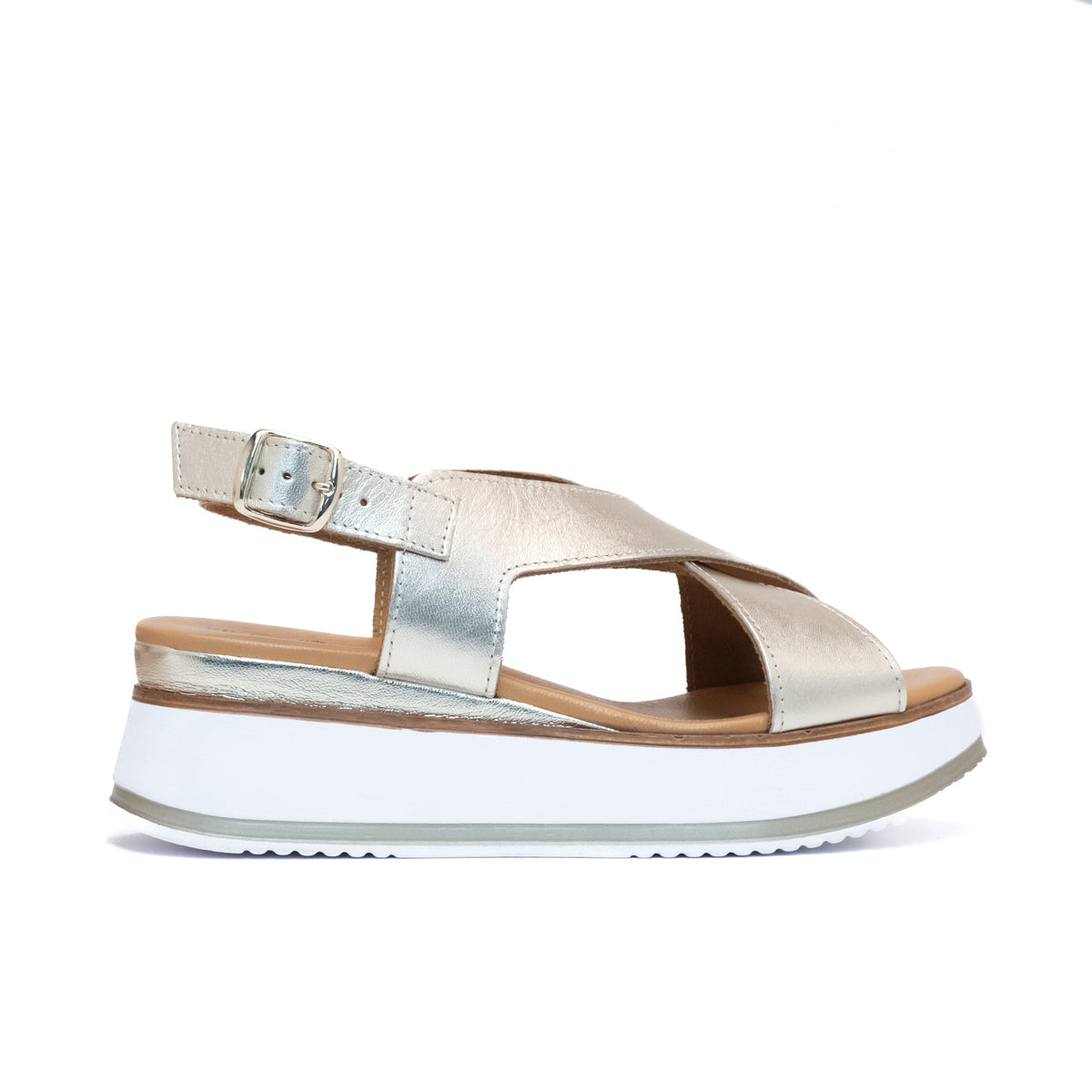 Michele Lopriore Lanzarote Platform Sandal, Leather Platinum, product view