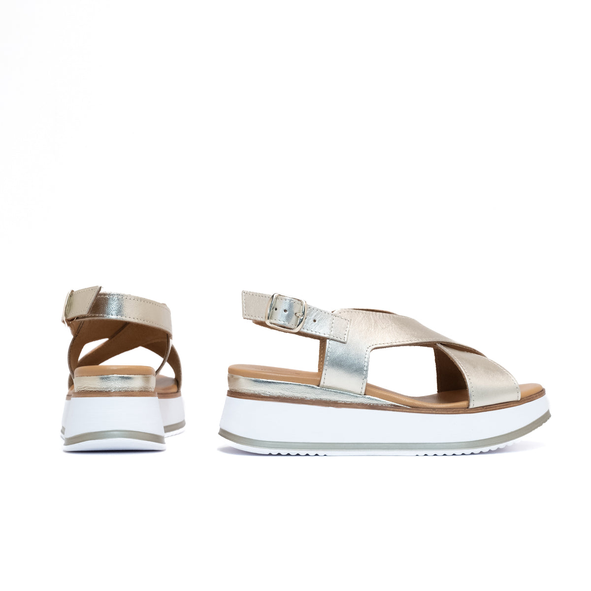 Michele Lopriore Lanzarote Platform Sandal, Leather Platinum, gallery view 2