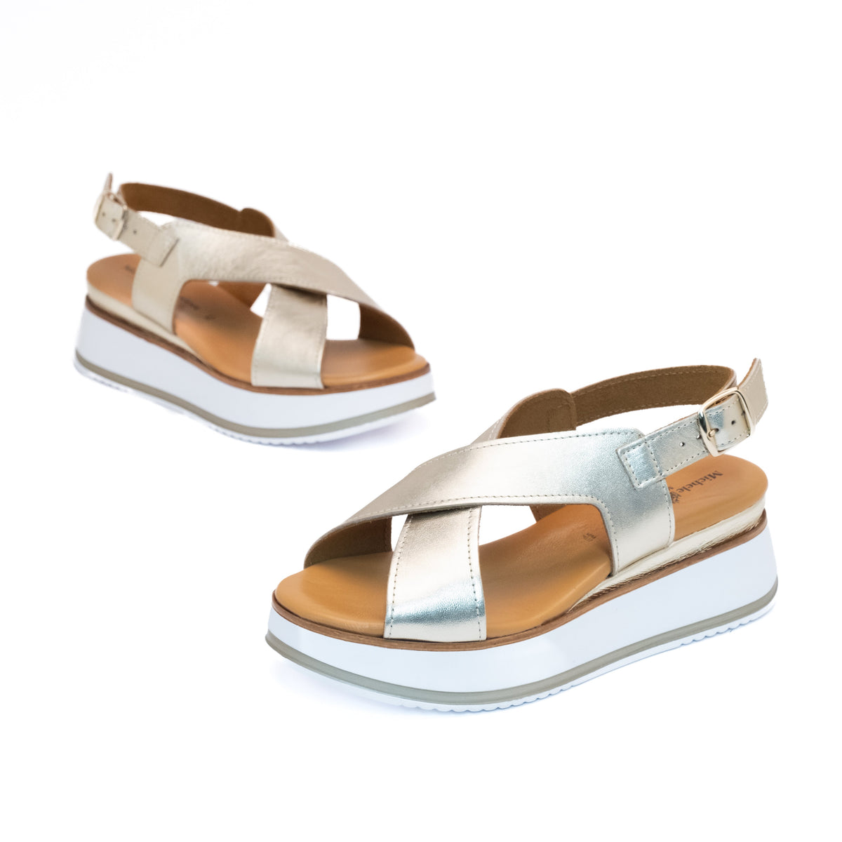 Michele Lopriore Lanzarote Platform Sandal, Leather Platinum, gallery view 3