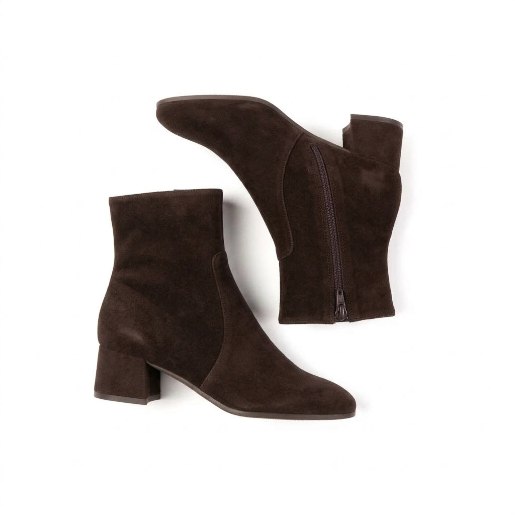 Michele Lopriore Veronique Ankle Boots, Suede Brown, gallery view 4