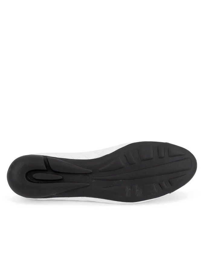 PAUL MAYER - BEST QUILTED LEATHER BALLET FLAT - SIZE 10 - PATENT WHITE / NAPPA WHITE