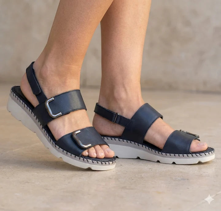La Plume - Chrisa Women’s Triple-Strap Leather Sandal