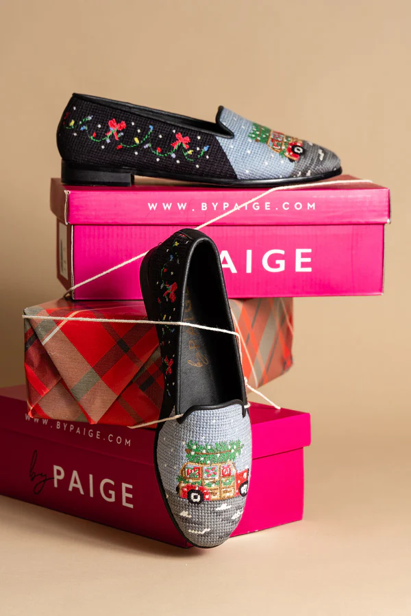 BY PAIGE - NEEDLEPOINT LOAFER IN CHRISTMAS TREE FARM
