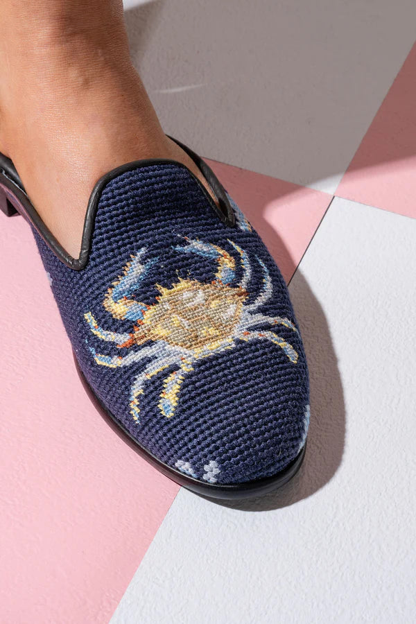 BY PAIGE - NEEDLEPOINT MULE IN CRAB