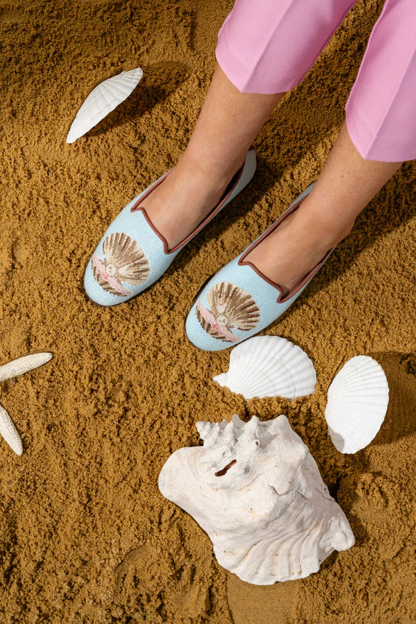 BY PAIGE - NEEDLEPOINT LOAFER IN SCALLOP WITH PEARL