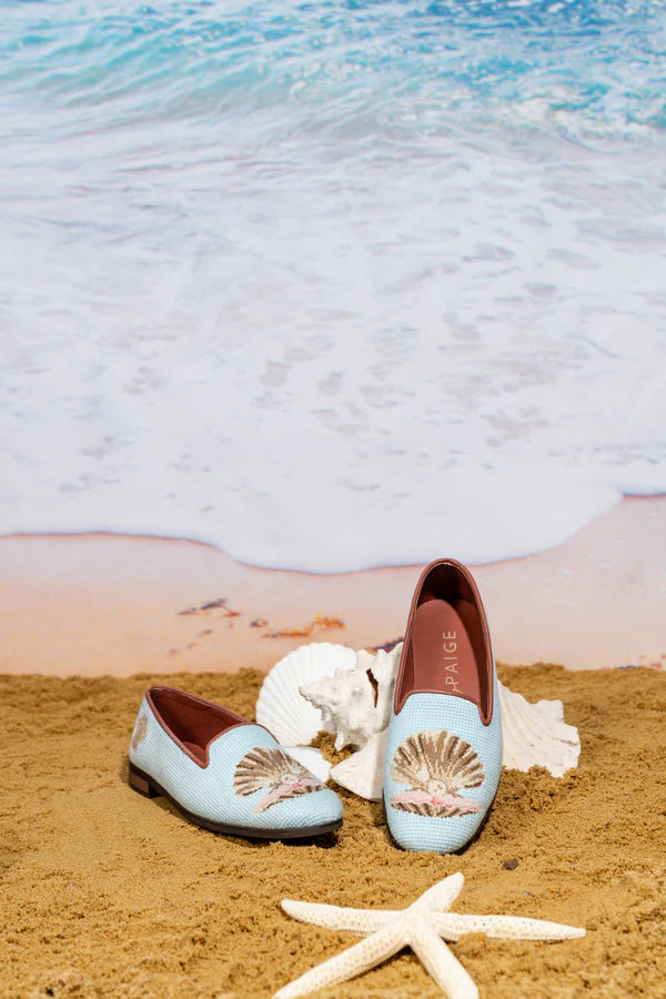 BY PAIGE - NEEDLEPOINT LOAFER IN SCALLOP WITH PEARL