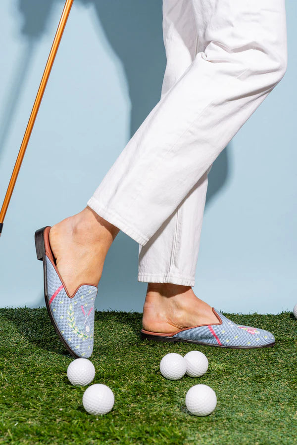 BY PAIGE - NEEDLEPOINT MULE IN GOLF