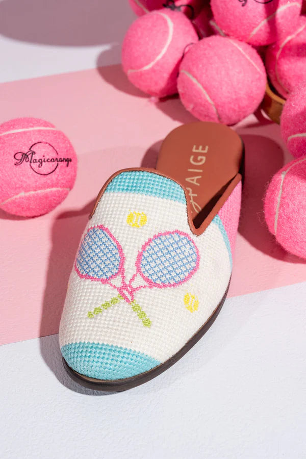 BY PAIGE - NEEDLEPOINT MULE IN TENNIS