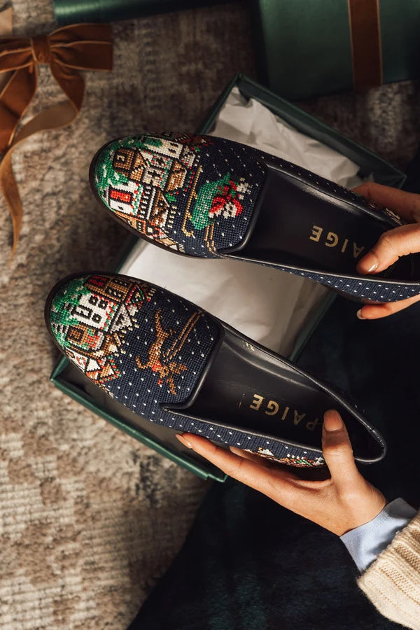 BY PAIGE - NEEDLEPOINT LOAFER SANTA & REINDEER