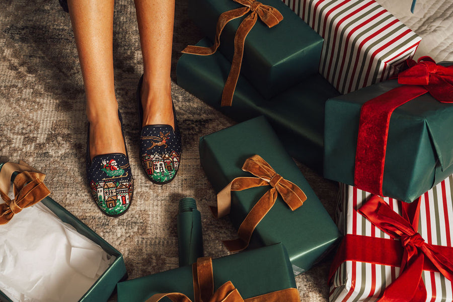 BY PAIGE - NEEDLEPOINT LOAFER SANTA & REINDEER
