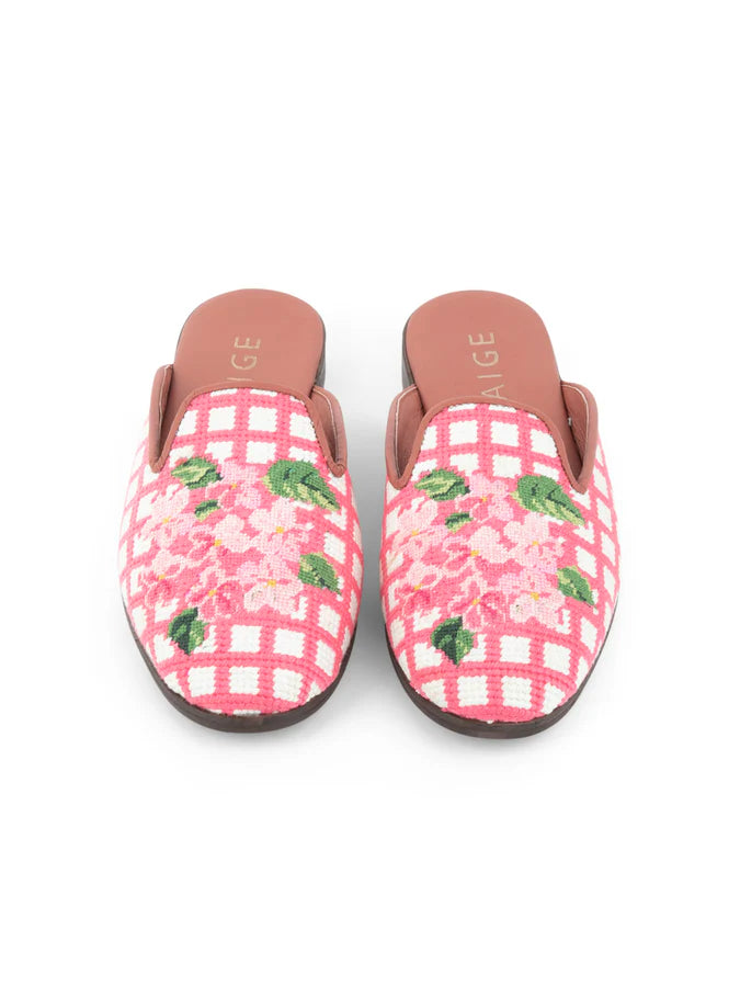 BY PAIGE - NEEDLEPOINT MULE IN HYDRANGEA