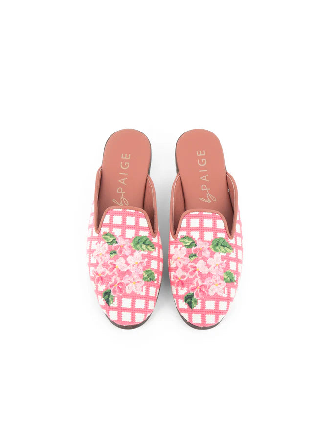 BY PAIGE - NEEDLEPOINT MULE IN HYDRANGEA