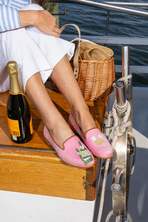 BY PAIGE - NEEDLEPOINT LOAFER IN CHAMPAGNE