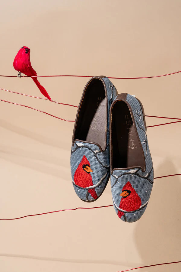 BY PAIGE - NEEDLEPOINT LOAFER IN WINTER CARDINAL