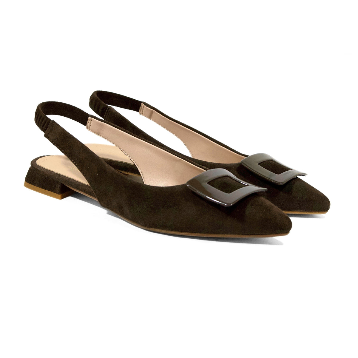 Michele Lopriore Praia Slingback Flats, Suede Brown, gallery view 3