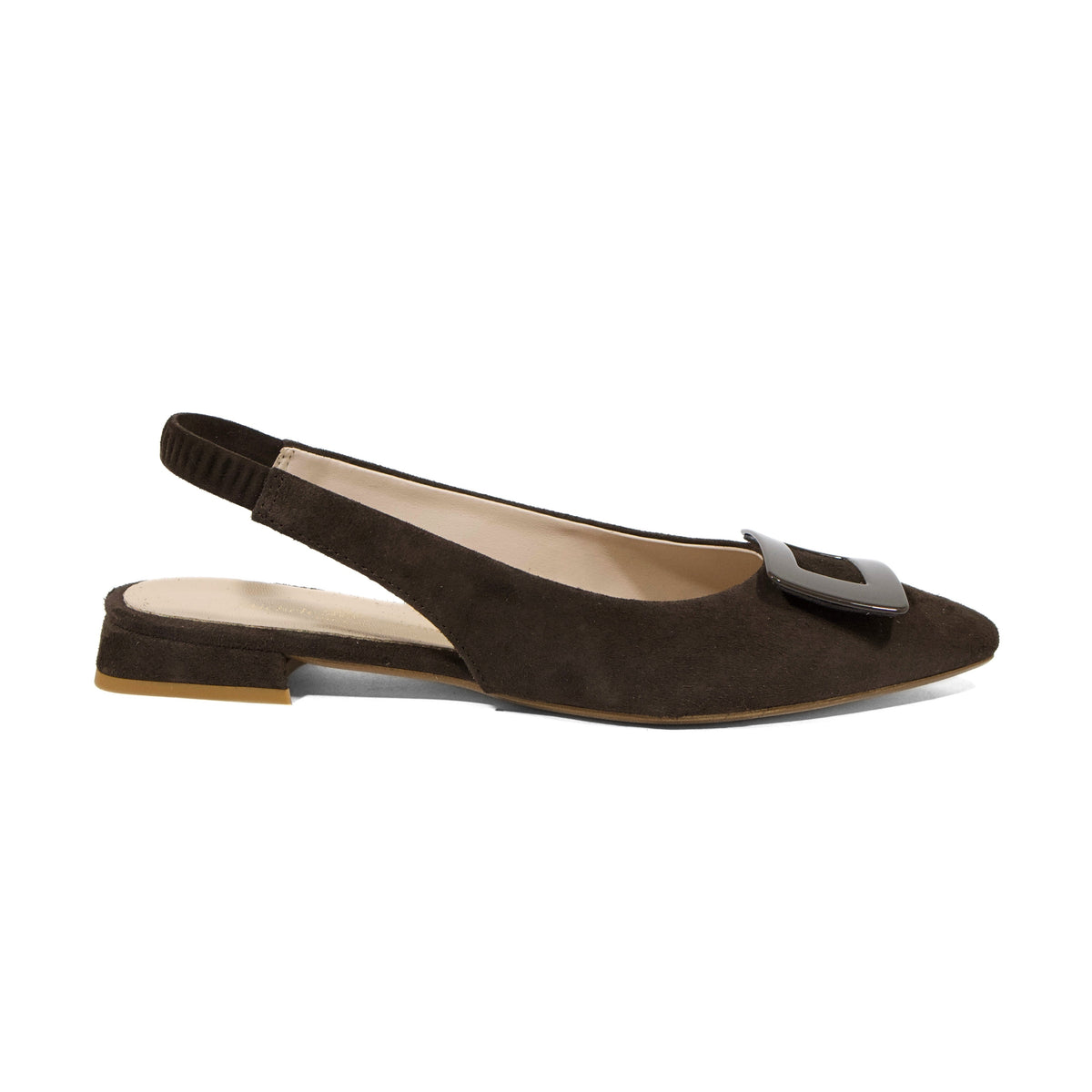 Michele Lopriore Praia Slingback Flats, Suede Brown, product view