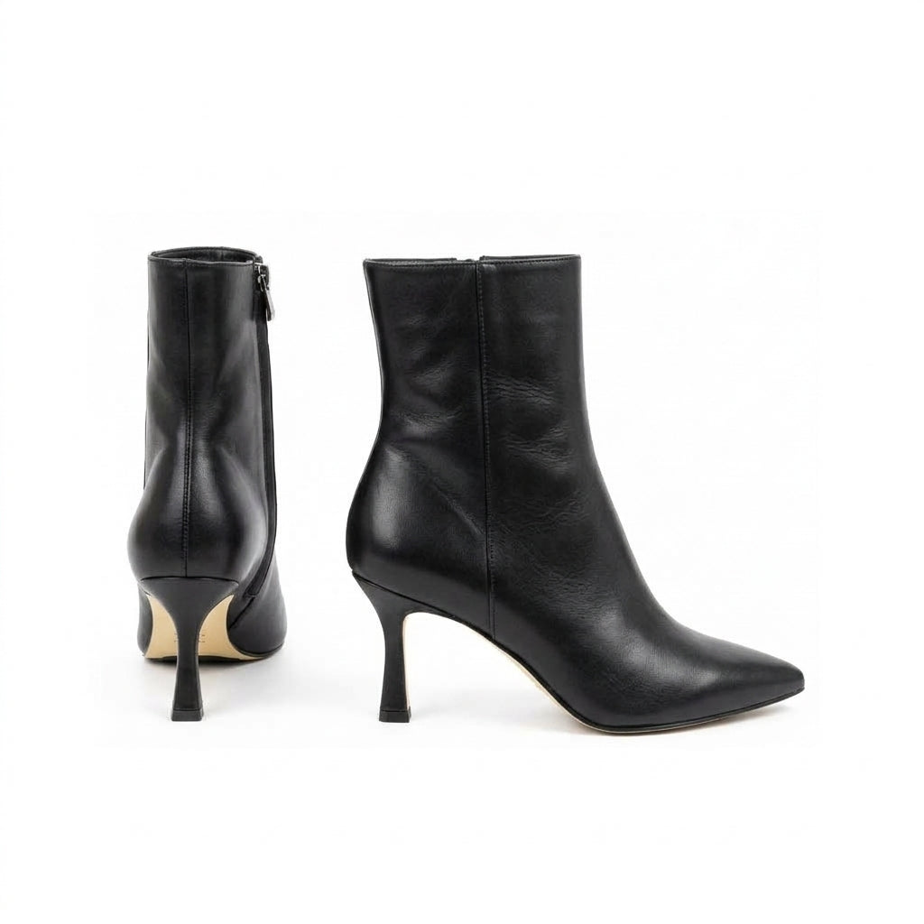 Michele Lopriore Carolina Stiletto Booties, Leather Black, gallery view 2