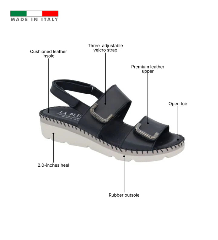 La Plume - Chrisa Women’s Triple-Strap Leather Sandal