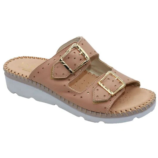La Plume - Clara Women’s Double-Buckle Leather Sandal