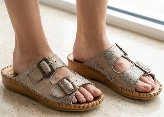 La Plume - Jen Women’s Leather Comfort Slide Sandal
