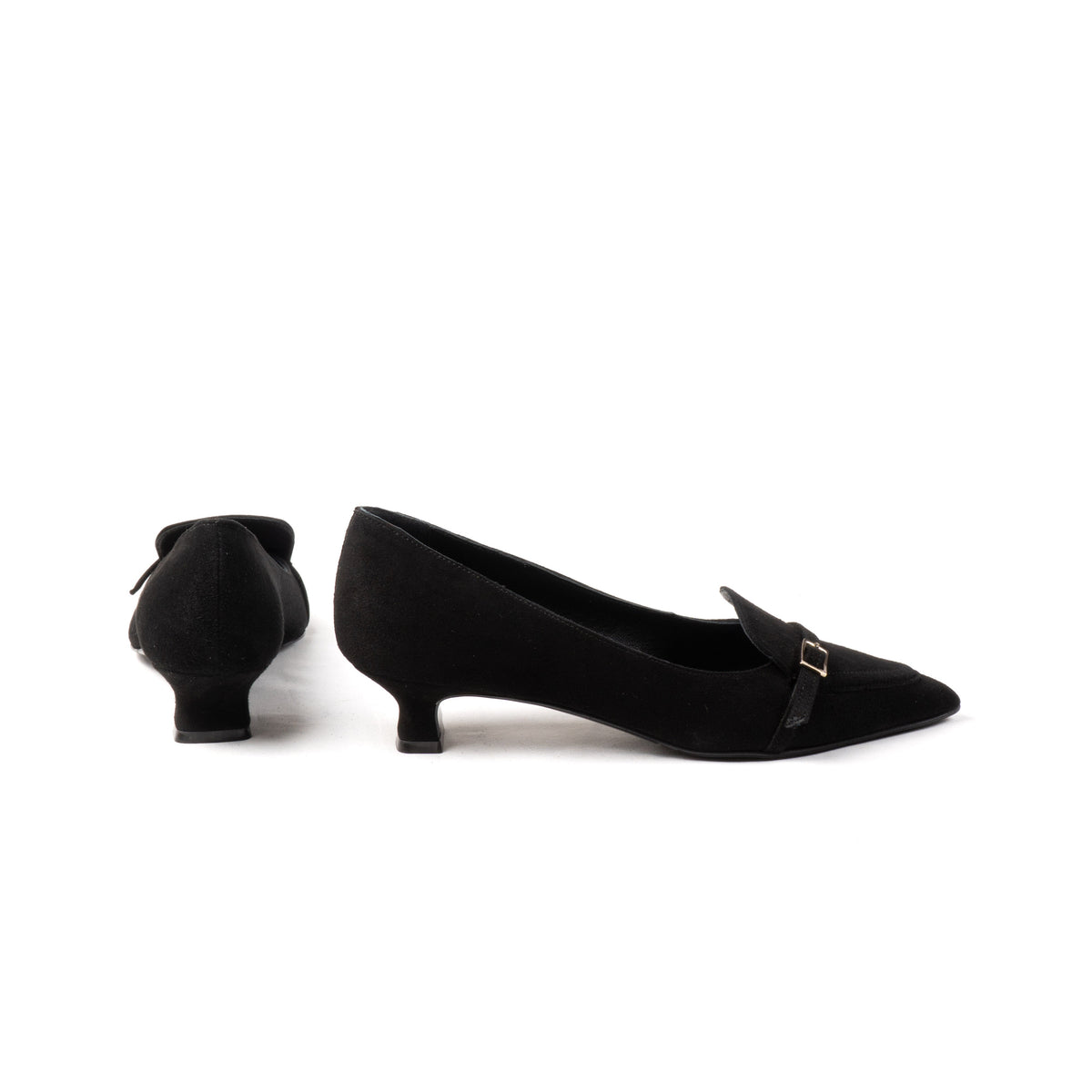 Michele Lopriore Augusta Kitten Heels Pump, Suede Black, gallery view 2