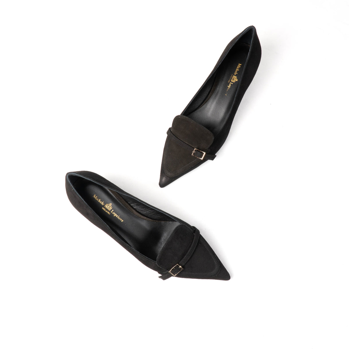Michele Lopriore Augusta Kitten Heels Pump, Suede Black, gallery view 4