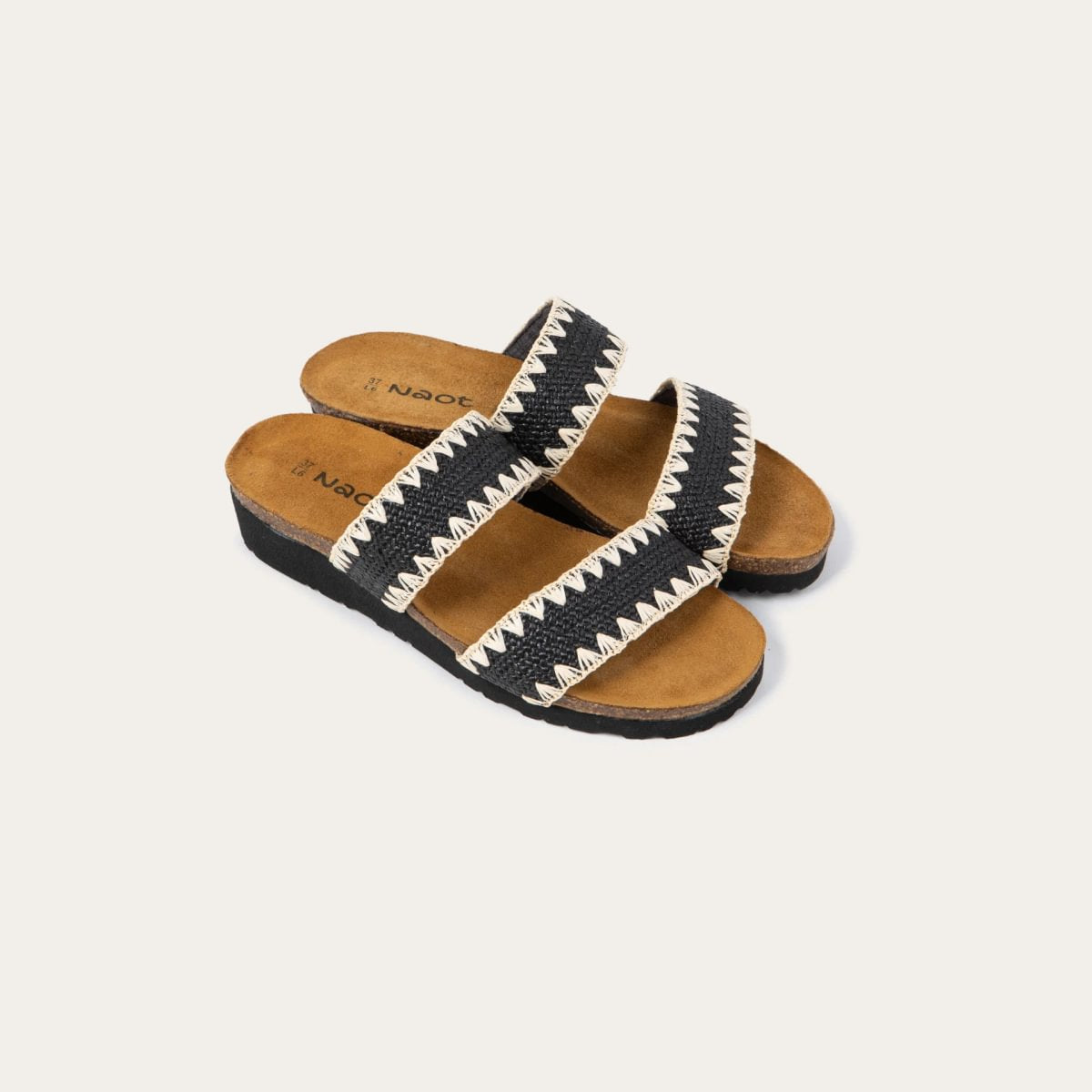 Dylan Slide in Chocolate/Brown Raffia, product view 5